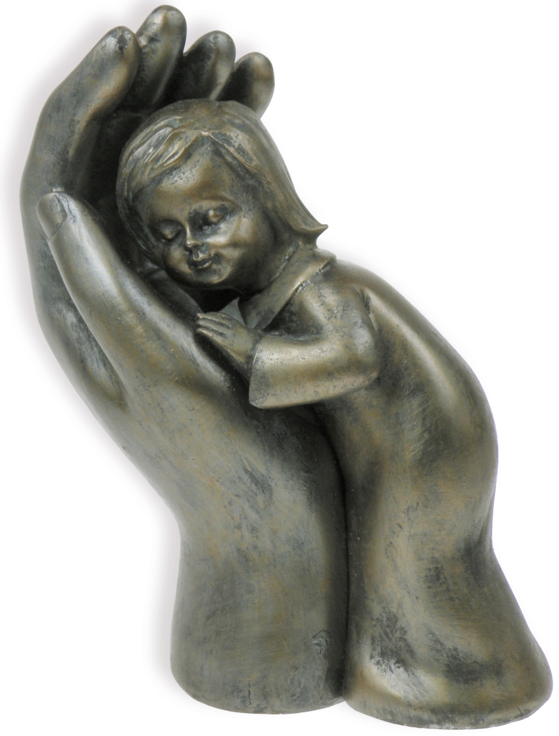 Figur "Hand mit Kind" - bronze