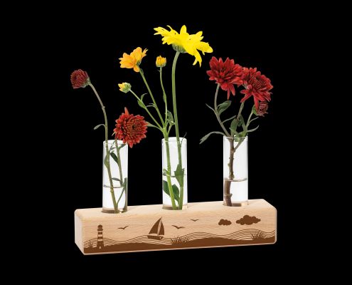 Blumen-und Gräservase mit 3 Glaseinsätzen