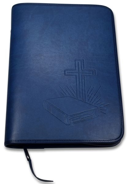 Bibelhülle "Bibel/Kreuz/Strahlen" Standard - dunkelblau