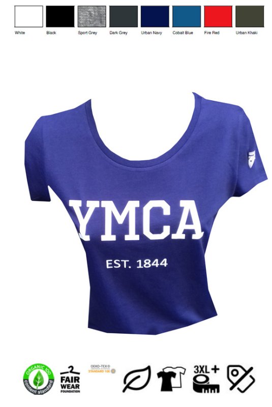 Damen TShirt (ORGANIC) mit Aufdruck: YMCA est. 1844