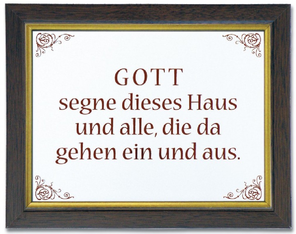 Keramikfliese "Gott segne ..." - Holzrahmen Eiche