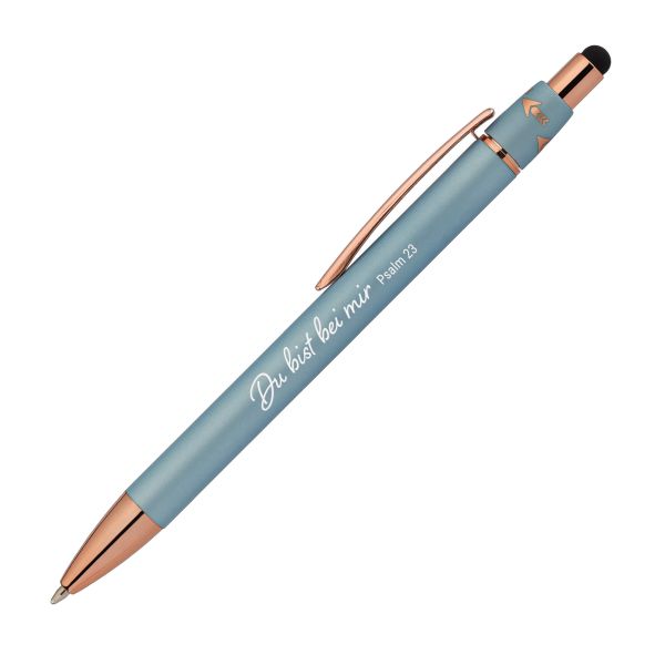 Metall-Kugelschreiber "Du bist bei mir" - blau