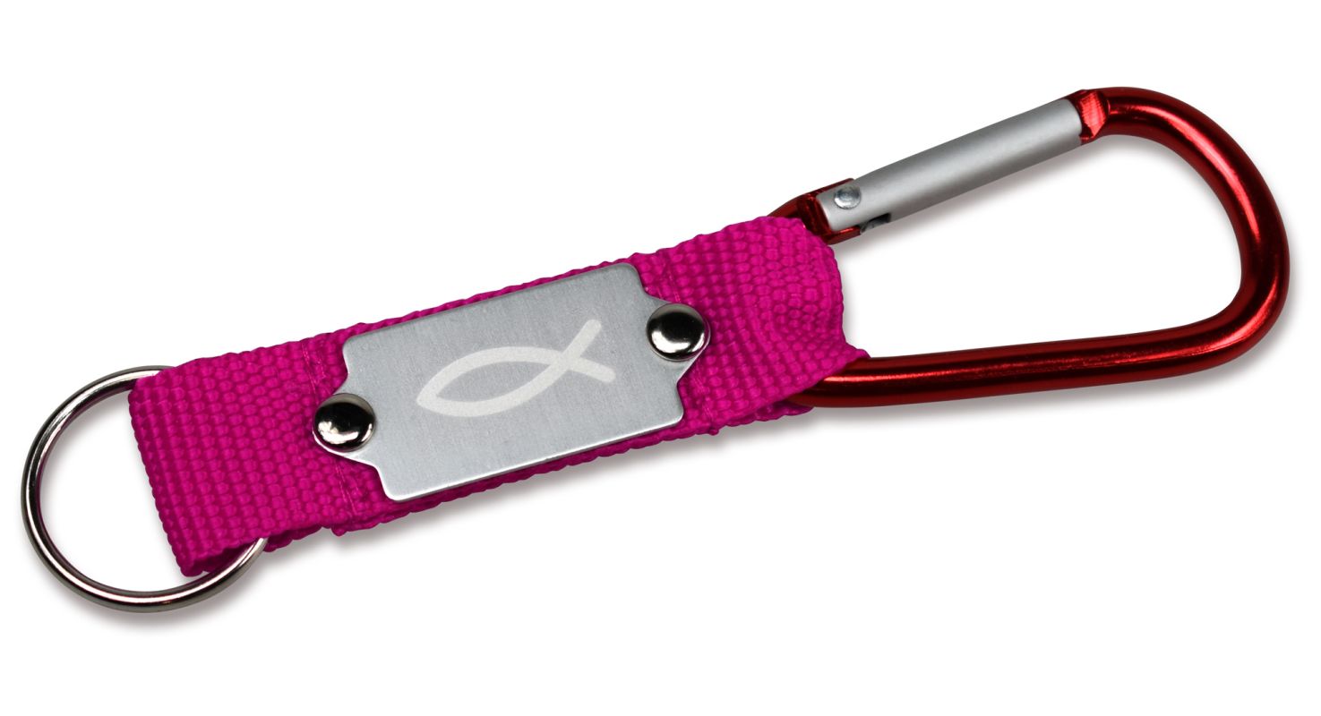 Schlüsselanhänger mit Karabinerhaken - pink