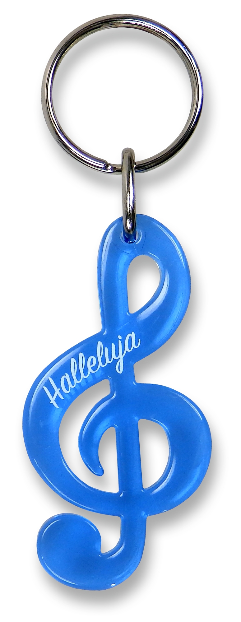 Schlüsselanhänger Notenschlüssel "Halleluja" - blau